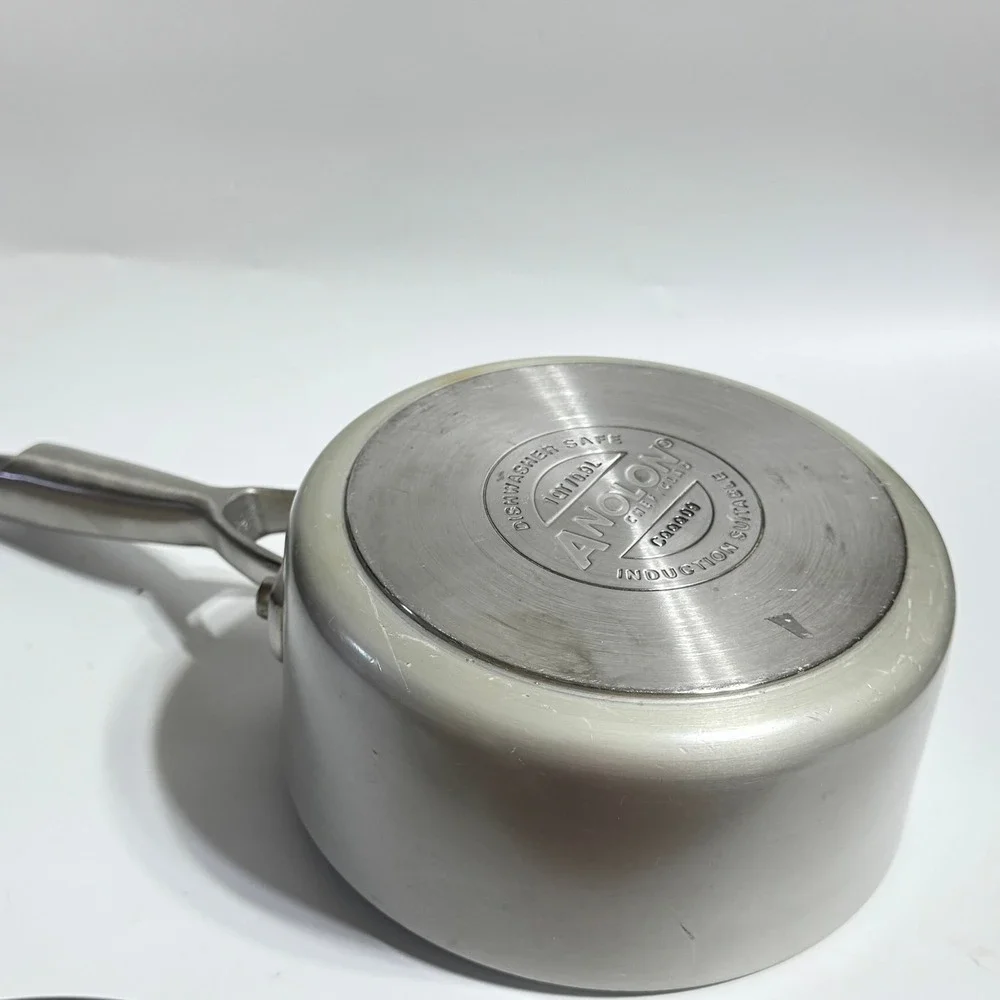Anolon Chef Clad Saucepan 1 Qt Silver Stainless Steel Induction Glass Lid CQQQ09